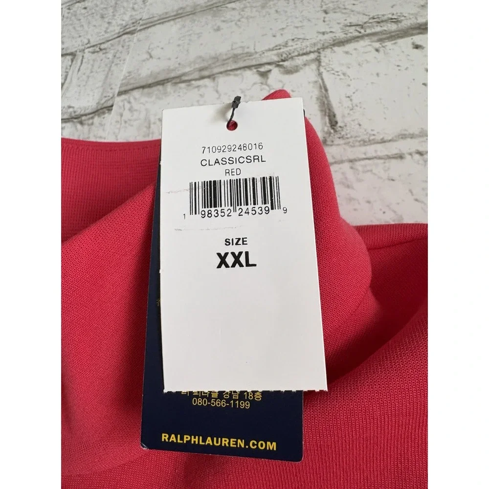 Men's Polo Ralph Lauren Salmon Red‎ Fleece Snap Closure Sweatshirt  XXL